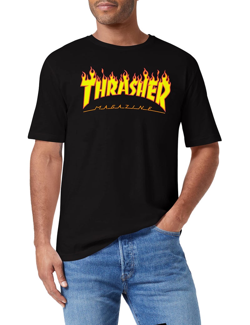 Thrasher Flame Logo T-Shirt Black Large - Image 1
